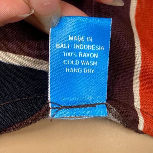 Vtg 90s Afghan by Blue Sky Boho Hippie Tie Dye Batik Lace Up Midi Dress SZ L - Picture 10 of 10